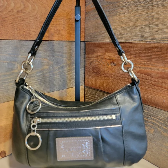 Coach Black Leather Poppy Shoulder Bag - Picture 2 of 7